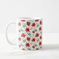 Red Poinsettias Botanical Print Coffee Mug