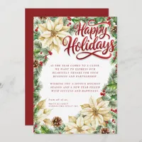 Poinsettia and Pine Corporate Holiday Card