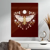 Boho Terracotta Abstract Moth Wall Art Acrylic Photo Tile