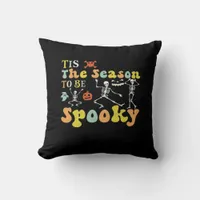 Tis The Season To Creepy Funny Dancing Skeletons M Throw Pillow