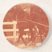 Amish Horse and Buggy Sepia Sandstone Coaster