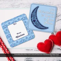 Friendship Blue Moon Kid's School Valentine's Day Note Card