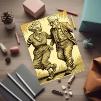 Cute Elderly Couple Dancing Happy Anniversary Card