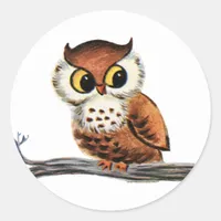 Vintage Owl Classic Round Sticker