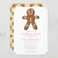 Yellow Gingerbread Man Cookie Exchange Christmas Invitation