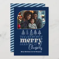 Nordic Night Modern Retro Doodle Christmas Photo Holiday Card