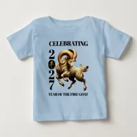 Stunning Red Gold Chinese Year of Fire Goat 2027 Baby T-Shirt
