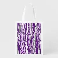 Purple Marble Fluid Art Cells or Stripes  Grocery Bag