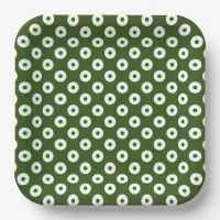 Simple Dark Green and White Polka-Dots Paper Plates