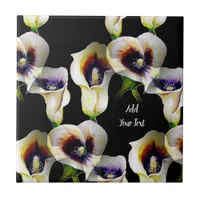 Sublime Watercolor Arum Calla Lilies with Text Ceramic Tile