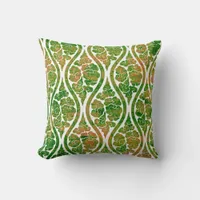 Damask Green Grunge Look Throw Pillow