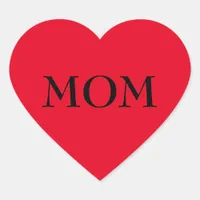 Red Heart Sticker saying MOM