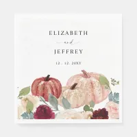 Rustic Modern Pumpkins Country Fall Wedding Napkins