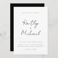 Modern Handwriting Wedding Invitation Black White