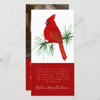 Cardinal Photo Funeral Thank You Card