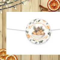 Cute Pine Cones and Oranges Personalized Christmas Classic Round Sticker