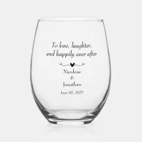 Elegant Floral Embrace Wedding Stemless Wine Glass