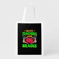 Math Teachers Brains Skeleton Hand Heart Halloween Grocery Bag