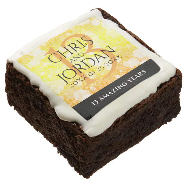 Elegant 13th Citrine Wedding Anniversary Brownie