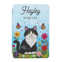 Personalized Cat, Flowers and Butterflies   iPad Mini Cover
