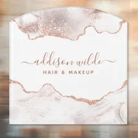 Chic White Marble Agate Rose Gold Glitter  Door Sign
