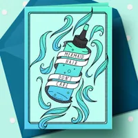 Mermaid Hair Don't Care Girly Blue Dye Bottle Card