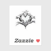 Protecting A Heart Skeleton Hand Heart Classic Sticker