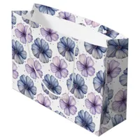Floral Watercolor Pattern Lavender and Blue Large Gift Bag