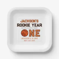 Rookie Up Basketball 1st Birthday Party Paper Plates