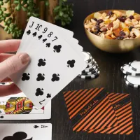 Elegant Black and Orange Diagonal Stripes Name Poker Cards