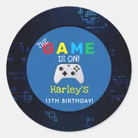 The Game Is On! Custom Photo Video Game Birthday Classic Round Sticker