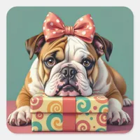 Wishing You a Paw-some Birthday | Funny Bulldog Square Sticker