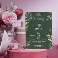 Cute Modern Sage Green with White Simple Wedding Invitation