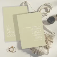 Desert Vibes Wedding Eat Drink Boogie Sage ID1019 Invitation