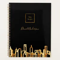 Blacl gold city skyline business logo real estate planner