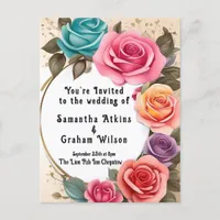 With Love in Full Bloom Wedding Invitation Postcard