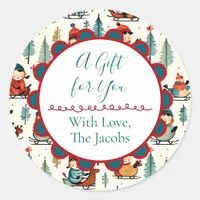 A Gift for You | Sledding Children Christmas Classic Round Sticker