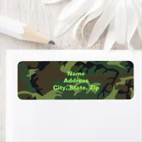 Military Green Camouflage Return Address Label