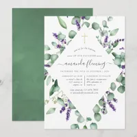 Eucalyptus Lavender Greenery Baptism/Christening Invitation