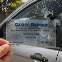 Mobile Broken Glass Repair  Clear Business Cards