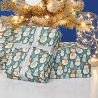 Merry Christmas  | Watercolor Snowmen Christmas Wrapping Paper