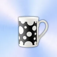 White Polka Dots on Black | Bone China Mug