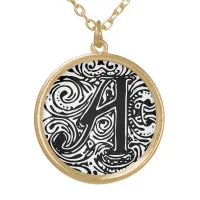 Monarchia Black Letter "A" Round Necklace Gold