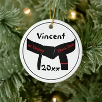 Martial Arts 1st Degree Black Belt Red Ceramic Ornament
