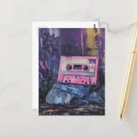 Retro Memories Denim and Cassette Tape Postcard