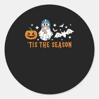 Tis The Season Football Halloween Spooky Pumpkin Classic Round Sticker