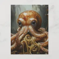 Silly Octopus Eating Spaghetti Postcard