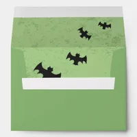 Green Halloween Envelope with Flying Bats