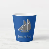 Latte Mug - Gray Sail Boat on Blue