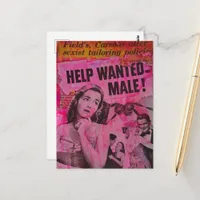 Help Wanted Male Mixed Media Collage Postcard